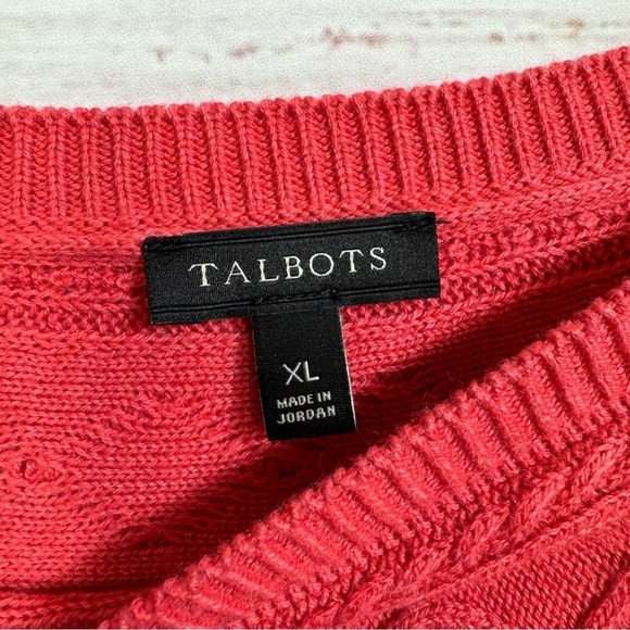 Talbots knit textured size x large pink cotton long sleeve crew neck sweater - Picture 7 of 7